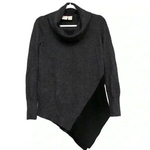 Olivia & Grace 100% Cashmere Turtleneck Sweater Small Asymmetrical Colorblock
